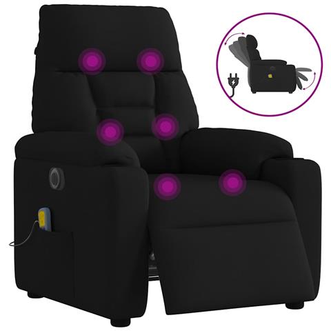 Poltrona Massaggiante Reclinabile Elettrica Nera in Tessuto - Foto 1