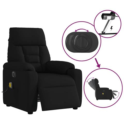 Poltrona Massaggiante Reclinabile Elettrica Nera in Tessuto - Foto 9