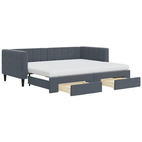 Divano Letto Estraibile Cassetti Grigio Scuro 90x200cm Velluto - Foto 1