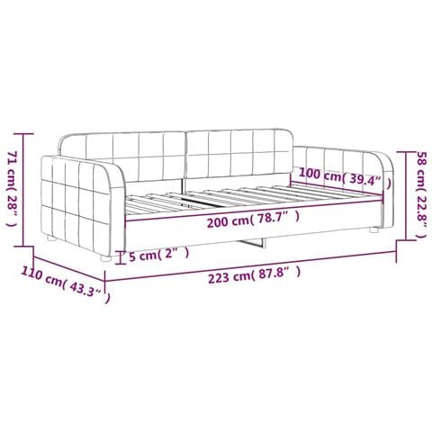 Letto da Giorno Grigio Chiaro 100x200 cm in Velluto - Foto 8