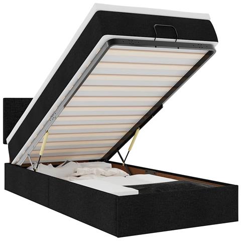 Pouf Letto con Materasso Nero 90x200 cm in Tessuto - Foto 1