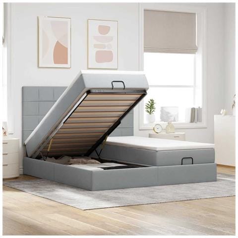 Struttura Letto Pouf con Materassi 180x200 cm in Tessuto - Foto 2