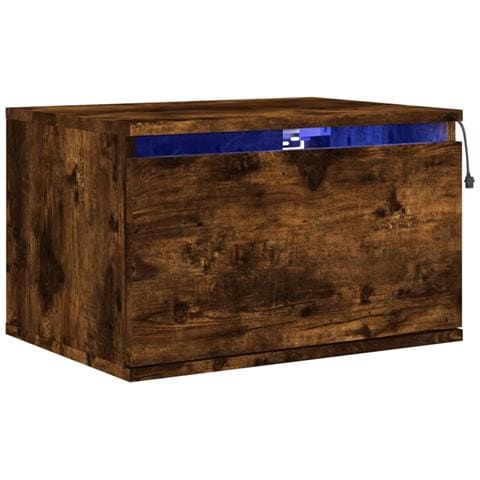 Comodino a Parete con luci LED Rovere Fumo - Foto 1