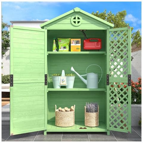 Capanno Di Stoccaggio Per Mobili Da Giardino In Legno, Casa Degli Attrezzi Per Patio, Senza Sbiadimento, Resistente Alle Intemperie, Senza Manutenzione, Ecologico, Verde - Foto 1