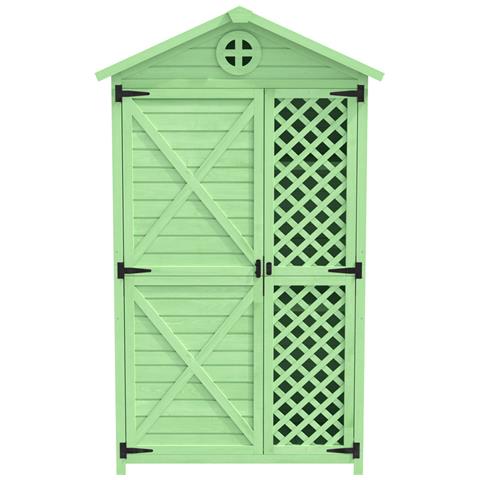 Capanno Di Stoccaggio Per Mobili Da Giardino In Legno, Casa Degli Attrezzi Per Patio, Senza Sbiadimento, Resistente Alle Intemperie, Senza Manutenzione, Ecologico, Verde - Foto 2