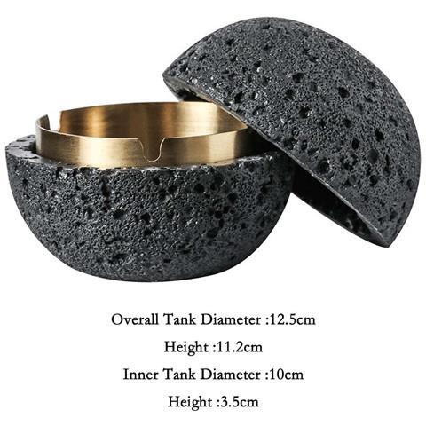 Posacenere Creativo Stile Nordico - Moderno Posacenere In Cemento E Acciaio Inox Con Coperchio Black L - Foto 1