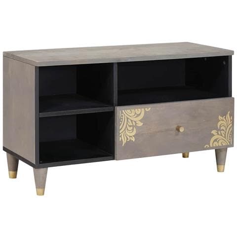 Mobile TV con cassetto Grigio e Oro 80 x 33.5 x 46 cm - Foto 1