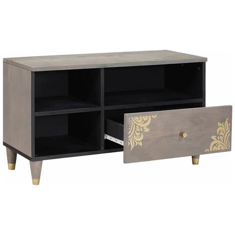 Mobile TV con cassetto Grigio e Oro 80 x 33.5 x 46 cm - Foto 2