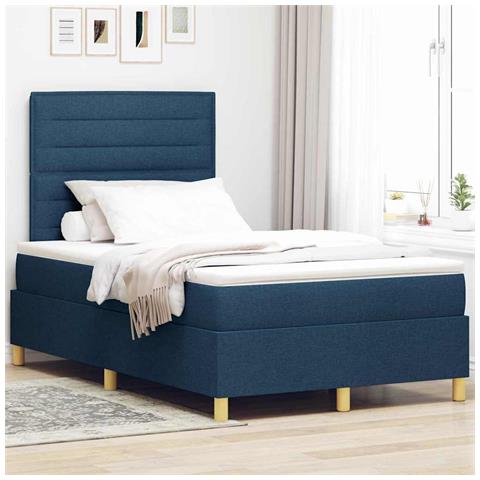 Letto a molle con materasso Blu 120 x 200 cm Tessuto - Foto 2