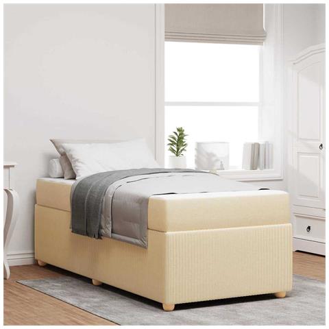 Struttura letto con materasso Crema 90 x 190 cm Tessuto - Foto 2
