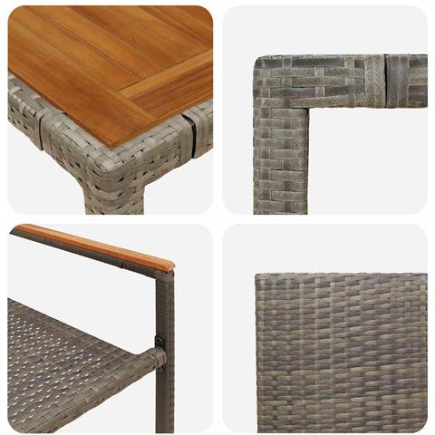 Set da Pranzo per Giardino 9 pcs Grigio 190 x 90 x 75 cm - Foto 9