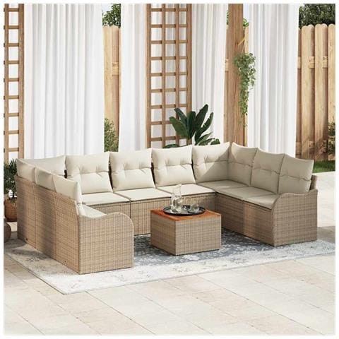 Set Divano da Giardino 10 pcs Beige e bianco - Foto 2