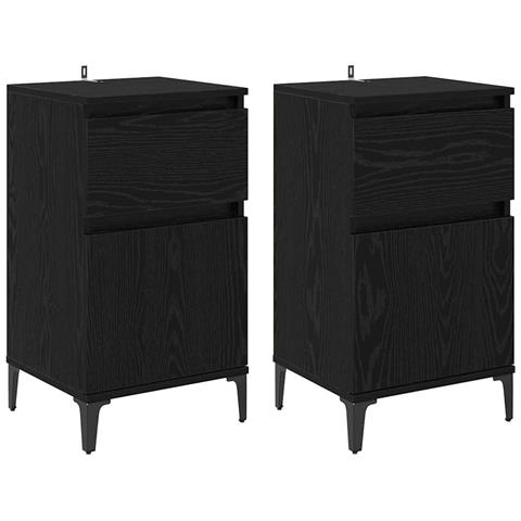 Armadio da Notte con cassetto 2 pcs Rovere nero 40 x 35 x 70 cm - Foto 1