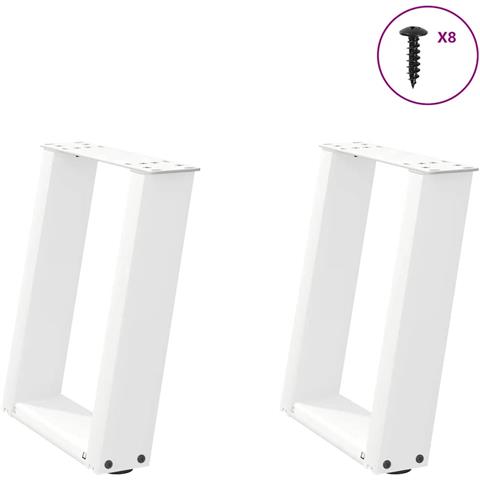 Gambe per Tavolino da Caffè a Forma di U 2 pz Bianche 28x(42-43) cm Acciaio - Foto 1