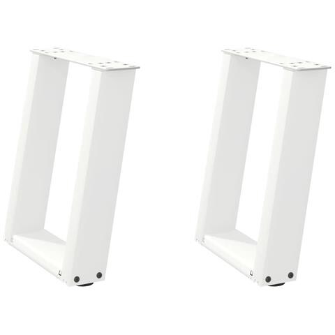 Gambe per Tavolino da Caffè a Forma di U 2 pz Bianche 28x(42-43) cm Acciaio - Foto 2