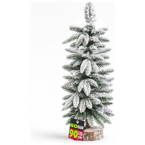 Albero Di Natale Innevato 90cm Con 80 Rami E Neve Effetto Realistico Base Tronco - Foto 1