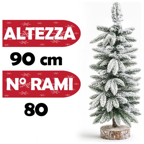 Albero Di Natale Innevato 90cm Con 80 Rami E Neve Effetto Realistico Base Tronco - Foto 4