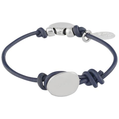 Bracciale In Pelle Blu Placcato Argento ""basic"" - Foto 2