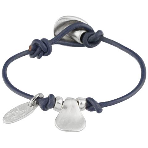 Bracciale In Pelle Blu Placcato Argento ""basic"" - Foto 1