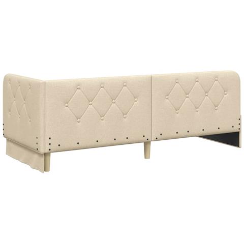 Cornice del letto ad angolo Crema 80 x 200 cm Tessuto - Foto 9