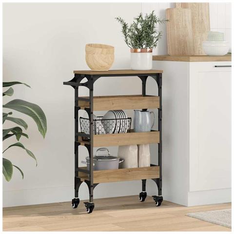 Carrello da Cucina Rovere artigianale 53 x 20 x 76 cm - Foto 2