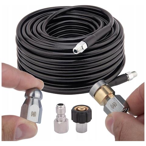 Tubo Alta Pressione Hydroclean Duojet 15m - 155 Bar, 15m, 2 Ugelli, Compatibile Con Idropulitrici M22 E 1/4"" Npt - Foto 1