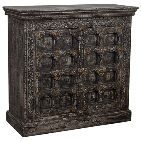 Credenza In Legno Intagliato Nero 97x41x90h Cm - Foto 1