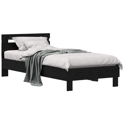 Struttura del letto Rovere Nero 75 x 190 cm Legno multistrato - Foto 1