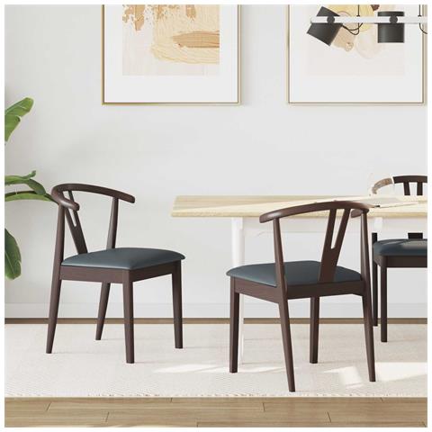 Sedia da pranzo 2 pcs Marrone chiaro e nero - Foto 2