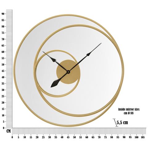 Orologio-specchio Da Parete Xl In Ferro Dorato - Foto 6
