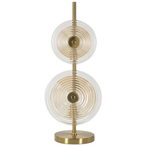 Lampada Da Tavolo Venice In Vetro Ambrato E Ottone Cm Ø25x63 - Foto 1
