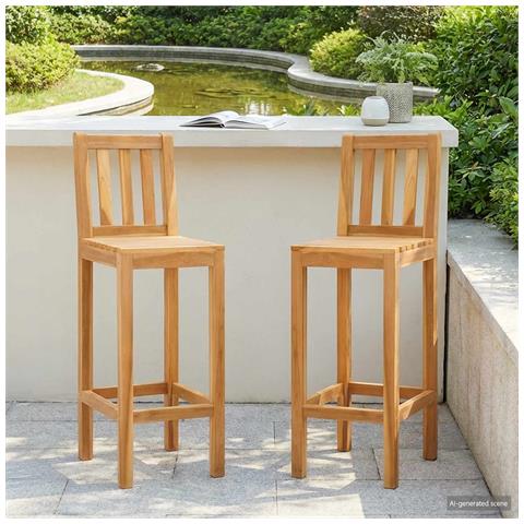 Sgabello da bar 2 pcs Naturale 35 x 45 x 110 cm - Foto 2