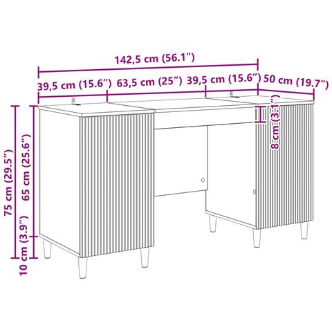Scrivania Legno antico 142,5 x 50 x 75 cm Legno ingegnerizzato - Foto 8