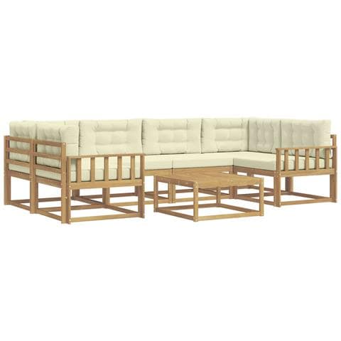 Set di divani da esterno con cuscino 5 pcs Bianco e Crema - Foto 1