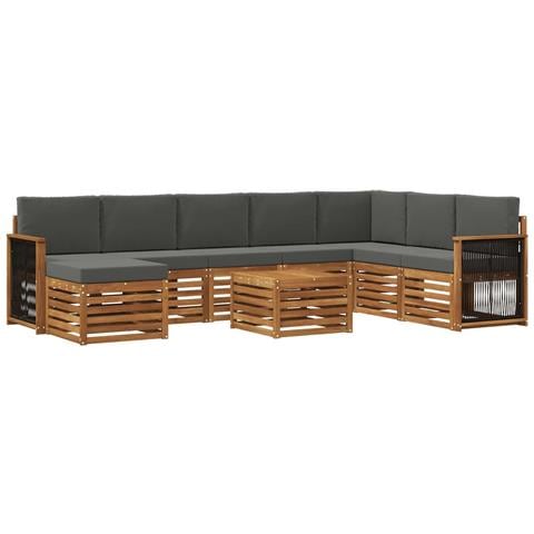 Set di divani da esterno con cuscino 7 pcs Naturale e Antracite - Foto 1