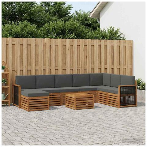 Set di divani da esterno con cuscino 7 pcs Naturale e Antracite - Foto 2