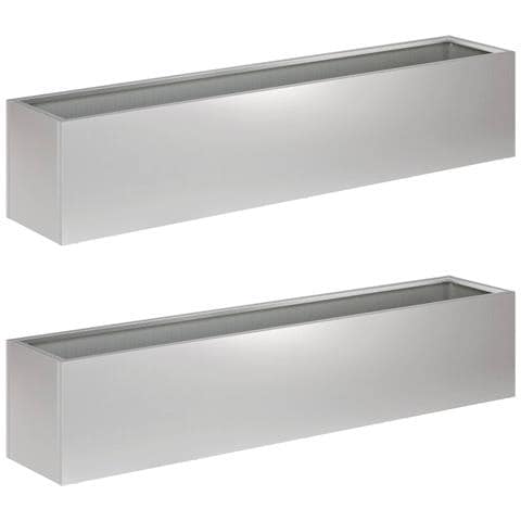 Vaso da giardino 2 pz Argento 100 x 20 x 20 cm Acciaio zincato - Foto 1