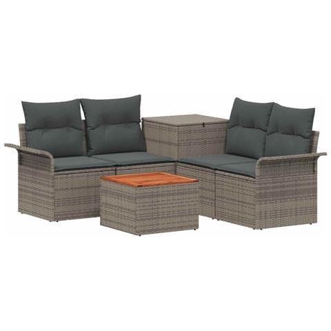 Set di divani 6 pz 4-Numero di posti Grigio e Grigio Scuro - Foto 1