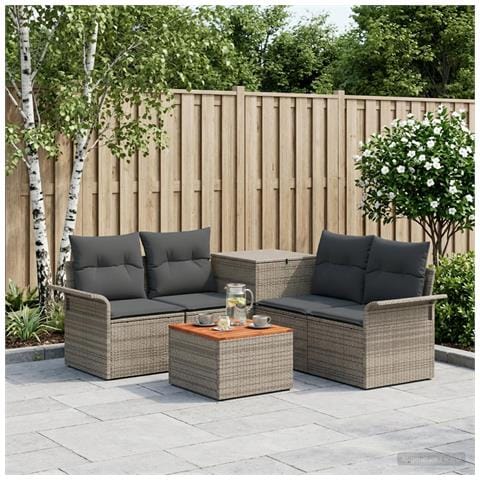 Set di divani 6 pz 4-Numero di posti Grigio e Grigio Scuro - Foto 10
