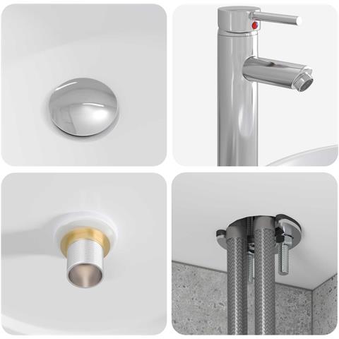 Set di mobili per il bagno 2 pz Grigio Cemento - Foto 2