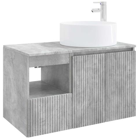 Set di mobili per il bagno 2 pz Grigio Cemento - Foto 1