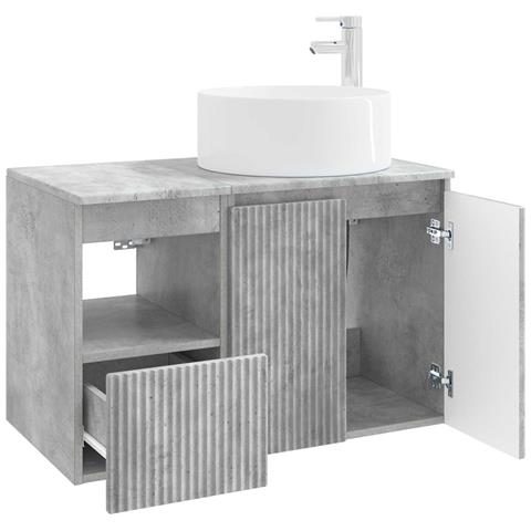 Set di mobili per il bagno 2 pz Grigio Cemento - Foto 10