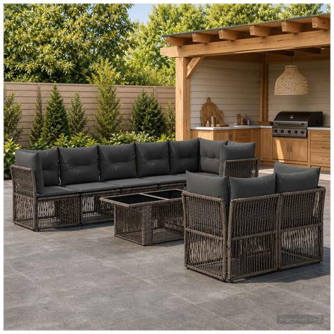 Set Divano da Giardino 8 pz Grigio polyrattan - Foto 10