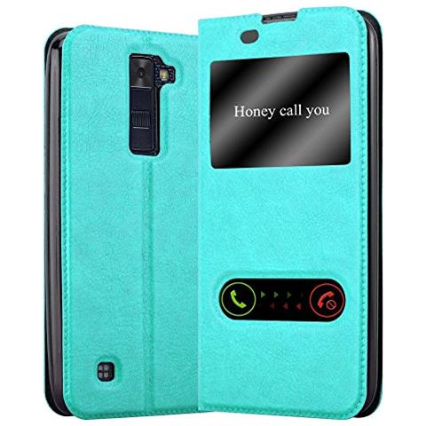 Custodia Compatibile Con Lg K8 2016 In Turchese Menta - Coperchio Protettivo Con Chiusura Magnetica, Funzione Stand E 2 Finestre Di Visualizzazione - Foto 1