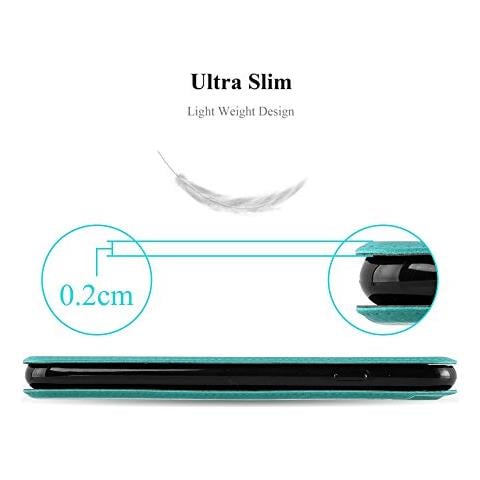 Custodia Compatibile Con Lg K8 2016 In Turchese Menta - Coperchio Protettivo Con Chiusura Magnetica, Funzione Stand E 2 Finestre Di Visualizzazione - Foto 2
