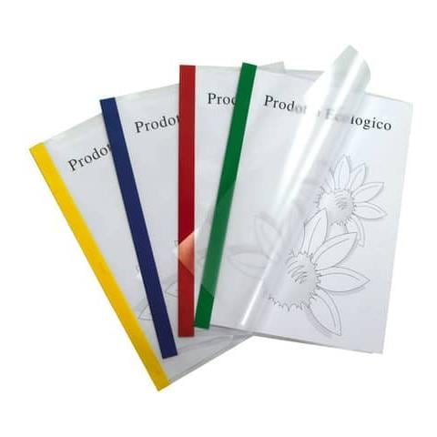 10 Cartelline Poli 200 210x297mm Pp Trasparente Dorso Giallo Sei Rota - Foto 2