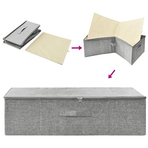 Scatola Portaoggetti in Tessuto 70x40x18 cm Grigio - Foto 9