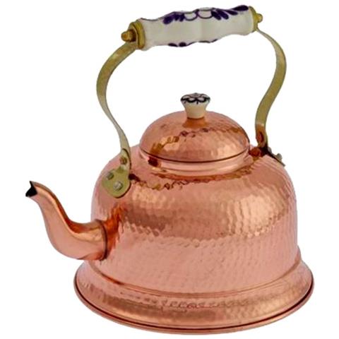 Teiera In Rame, Bollitore In Rame - Marteellato, Con Manico In Porcellana, 1,5l - Foto 2