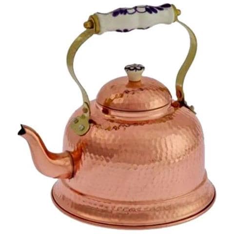 Teiera In Rame Bollitore In Rame - Martellato Con Manico In Porcellana 1 5l - Foto 3
