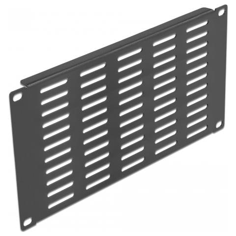 DeLOCK Pannello per armadio di rete da 10? con fessure di ventilazione orizzontali 3U nero, Pannello vuoto ventilato, Nero, Metallo, 3U, 25,4 cm (10"), 133 mm - Foto 1